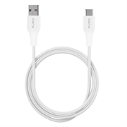 Puro Plain USB-A/USB-C kabel - 1m, 15W - bílý