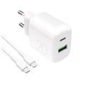 Puro Prolite 20W Dual-Port Charger with USB-C Cable - White