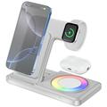 Q50D 4-in-1 Foldable Wireless Charger with RGB Ambient Light - 15W - White
