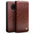 Klasika Qialino OnePlus 7t Flip Leather Case - hnědá