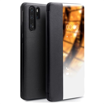 Qialino Smart View Huawei P30 Pro Leather Case - černá