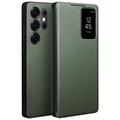 Samsung Galaxy S25 Ultra Qialino Smart View Flip Leather Case - Green
