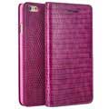 IPhone 6 / 6s Qialino Peněženka - Crocodile Skin - Hot Pink