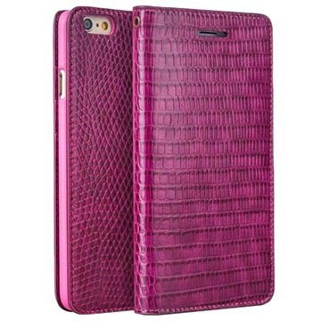 IPhone 6 / 6s Qialino Peněženka - Crocodile Skin - Hot Pink