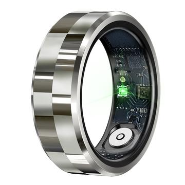 R9 Premium Stainless Steel Smart Ring with Charging Case - Size: 8/18.1mm