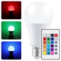RGB LED žárovka s dálkovým ovládáním - 10W, E27 - bílá