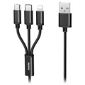 Gitice Remax 3-in-1 USB kabel-Lightning, Type-C, MicrousB-Black