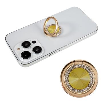 Rhinestone Decor Phone Ring Kickstand Holder CD Veins Rotation Metal Finger Grip Adjustable Cellphone Stand