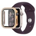 Pouzdro s Ochráncem Obrazovky Rhinestone Decorative Apple Watch SE (2022)/SE/6/5/4 - 44mm - Zlato