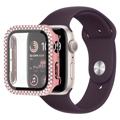 Pouzdro s Ochráncem Obrazovky Rhinestone Decorative Apple Watch SE (2022)/SE/6/5/4 - 44mm - Růžový