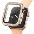 Pouzdro s Ochráncem Obrazovky Rhinestone Decorative Apple Watch SE (2022)/SE/6/5/4 - 40mm - Růžové zlato