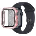 Pouzdro s Ochráncem Obrazovky Rhinestone Decorative Apple Watch Series 9/8/7 - 41mm - Růžový