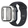 Pouzdro s Ochráncem Obrazovky Rhinestone Decorative Apple Watch Series 9/8/7 - 41mm - stříbrný