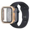 Pouzdro s Ochráncem Obrazovky Rhinestone Decorative Apple Watch Series 9/8/7 - 45mm - Zlato
