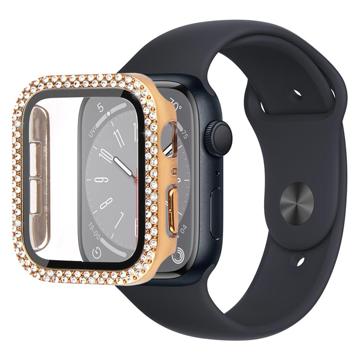 Pouzdro s Ochráncem Obrazovky Rhinestone Decorative Apple Watch Series 9/8/7 - 45mm - Zlato