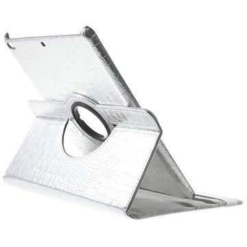 iPad 9.7 2017/2018 Rotační pouzdro - krokodýl - stříbro