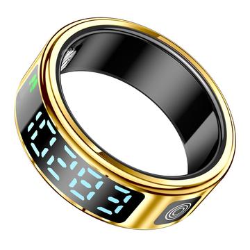 SR08 Smart Ring with Digital Display - Size: 19.9mm - Bright Gold