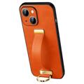 Sulada Fashion iPhone 14 Plus Hybridní Pouzdro s Poutkem na Ruku - Oranžový