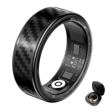 SY02 Carbon Fiber Pattern Smart Ring - Size: 21.5mm - Black