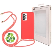 Saii Eco Line Samsung Galaxy A52 5G, Galaxy A52S Biodegradable pouzdro s popruhem - červená