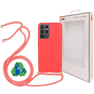 Saii Eco Line Samsung Galaxy S21 Ultra 5g pouzdro s popruhem - červená