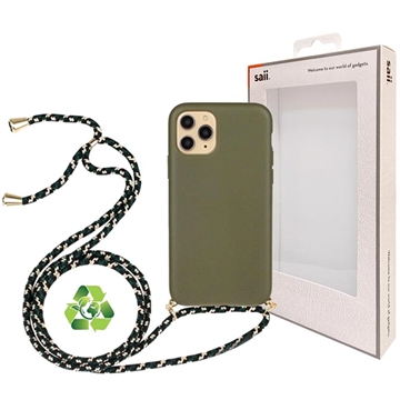Saii Eco Line iPhone 11 Pro Biodegradable pouzdro s popruhem - zelená