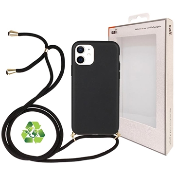 SAII Eco Line iPhone 12 Mini Biodegradable pouzdro s popruhem - černá