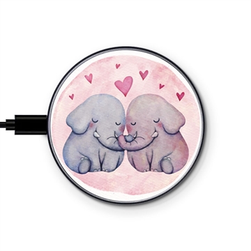 Univerzální rychlá bezdrátová nabíječka Saii Premium - 15W - Zamilovaní sloni