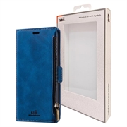Saii Zipper iPhone 13 Pro Wallet Case with Strap - Blue