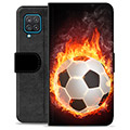 Prémiové peněženkové pouzdro Samsung Galaxie A12 - Fotbalový plamen