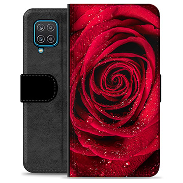 Prémiové peněženkové pouzdro Samsung Galaxie A12 - Růže