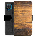 Prémiové peněženkové pouzdro Samsung Galaxie A12 - Dřevo