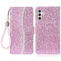 Samsung Galaxy A16 Stylish Glitter Wallet Case - Pink