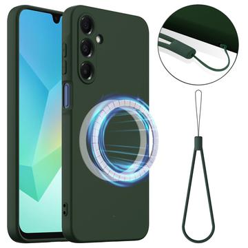 Tekuté silikonové pouzdro pro Samsung Galaxy A17 – kompatibilní s MagSafe – Tmavozelený