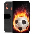 Prémiové peněženkové pouzdro Samsung Galaxie A20e - Fotbalový plamen