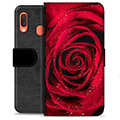 Prémiové peněženkové pouzdro Samsung Galaxie A20e - Růže