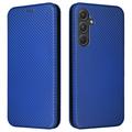 Samsung Galaxy A35 Flip Pouzdro - Uhlíkové Vlákno - Modrý