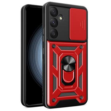 Samsung Galaxy A35 Rotary Ring Hybrid Case with Camera Shield - Red