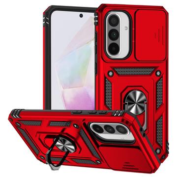 Samsung Galaxy A36 Rotary Ring Hybrid Case with Camera Shield - Red