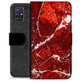 Prémiové peněženkové pouzdro Samsung Galaxie A51 - Červený mramor