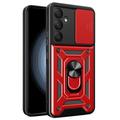 Samsung Galaxy A55 Rotary Ring Hybrid Case with Camera Shield - Red
