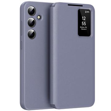 Samsung Galaxy A56 Smart Clear View Flip Case with Card Slot - Grey Purple