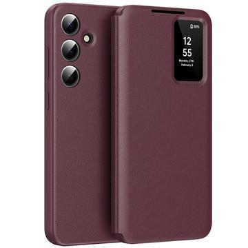 Samsung Galaxy A56 Smart Clear View Flip Case with Card Slot - Wine Red