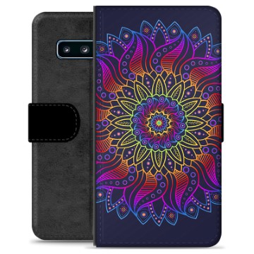 Prémiové peněženkové pouzdro Samsung Galaxie S10 - Barevná mandala