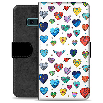 Prémiové peněženkové pouzdro Samsung Galaxie S10e - Hearts