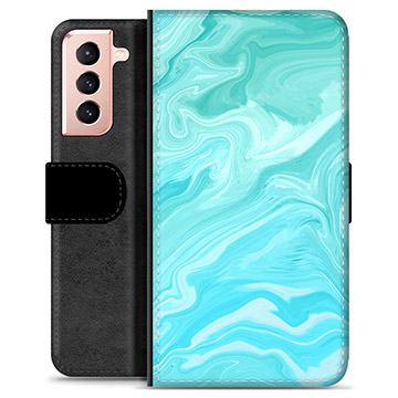 Prémiové peněženkové pouzdro Samsung Galaxie S21 5G - Modrý mramor
