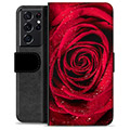 Prémiové peněženkové pouzdro Samsung Galaxie S21 Ultra 5G - Růže