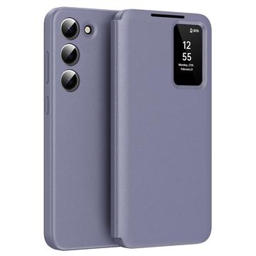 Samsung Galaxy S22 5G Smart Clear View Flip Case with Card Slot - Grey Purple