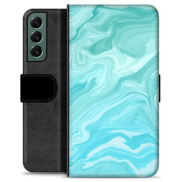 Prémiové peněženkové pouzdro Samsung Galaxie S22+ 5G - Modrý mramor