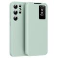Samsung Galaxy S22 Ultra 5G Smart Clear View Flip Case with Card Slot - Light Green